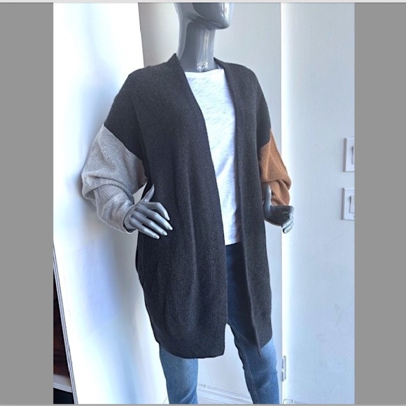 SPLENDID Collection Cashmere Open-Front Color-Blocked Cardigan EUC/sz L - Picture 1 of 12